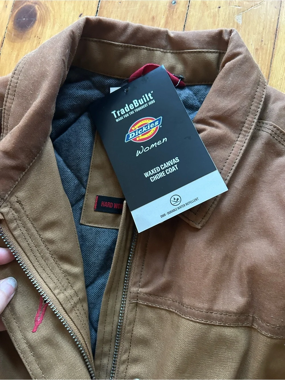 NWT Dickies brown tan women’s waxed canvas chores coat xl